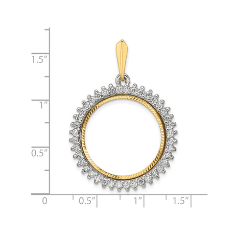 22 mm 14k Multi-Tone Gold coin bezel pendant for US $5 Liberty Head Half Eagle — size reference (ruler)