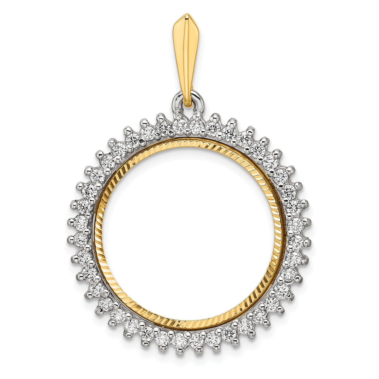 22 mm 14k Multi-Tone Gold coin bezel pendant for US $5 Liberty Head Half Eagle