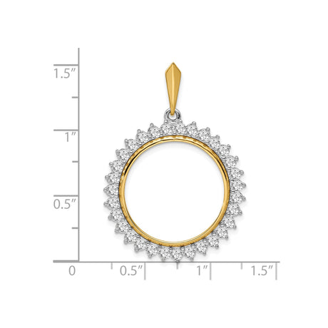 22 mm 14k Multi-Tone Gold coin bezel pendant for US $5 Liberty Head Half Eagle — size reference (ruler)