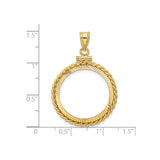 22 mm 14k Yellow Gold coin bezel pendant for US $5 Liberty Head Half Eagle — size reference (ruler)