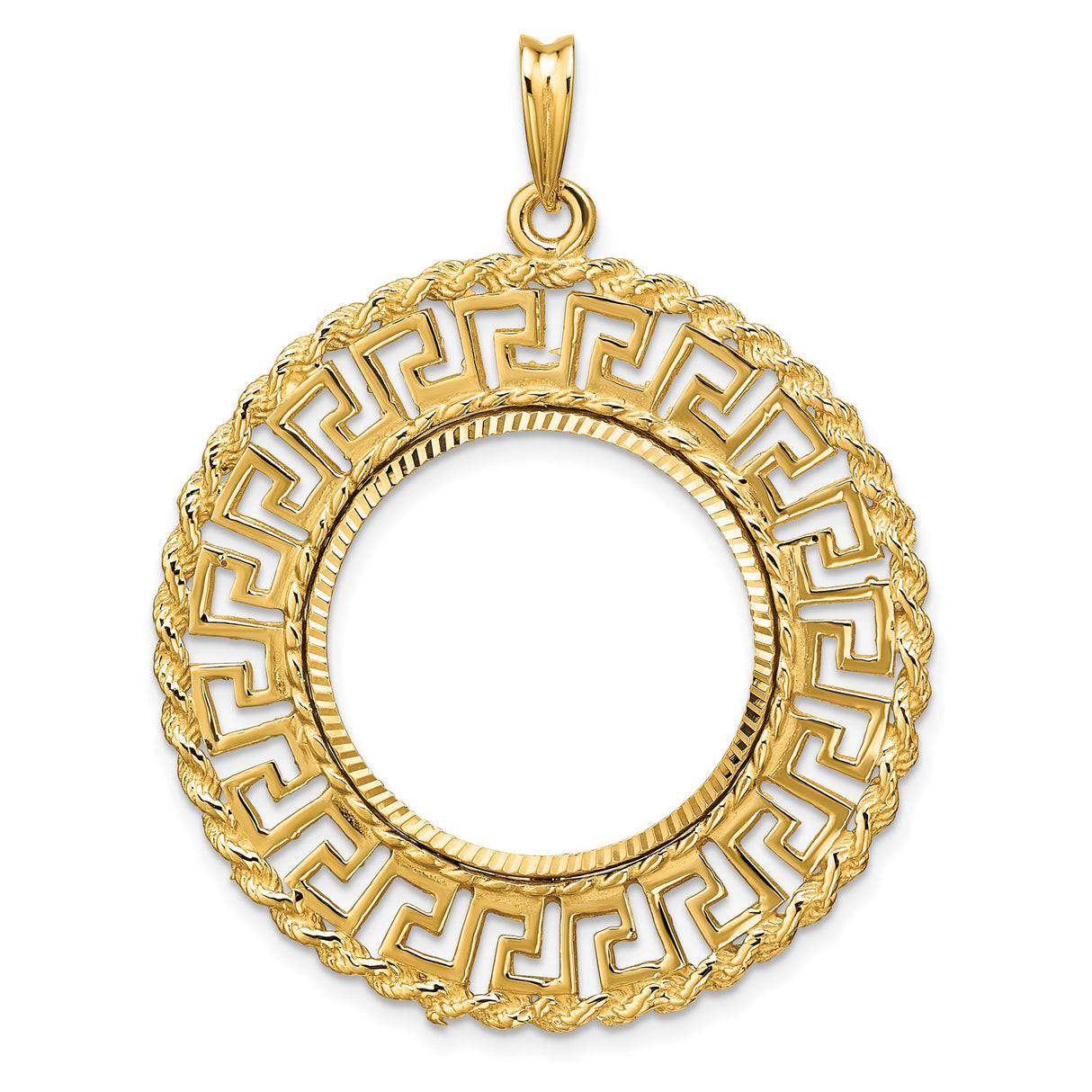 22 mm 14k Yellow Gold coin bezel pendant for US $5 Liberty Head Half Eagle