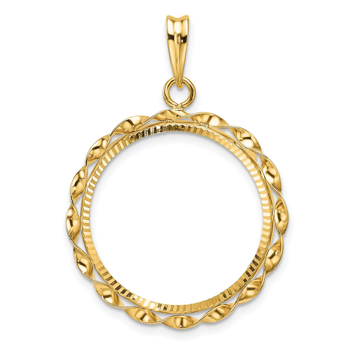 22 mm 14k Yellow Gold coin bezel pendant for US $5 Liberty Head Half Eagle