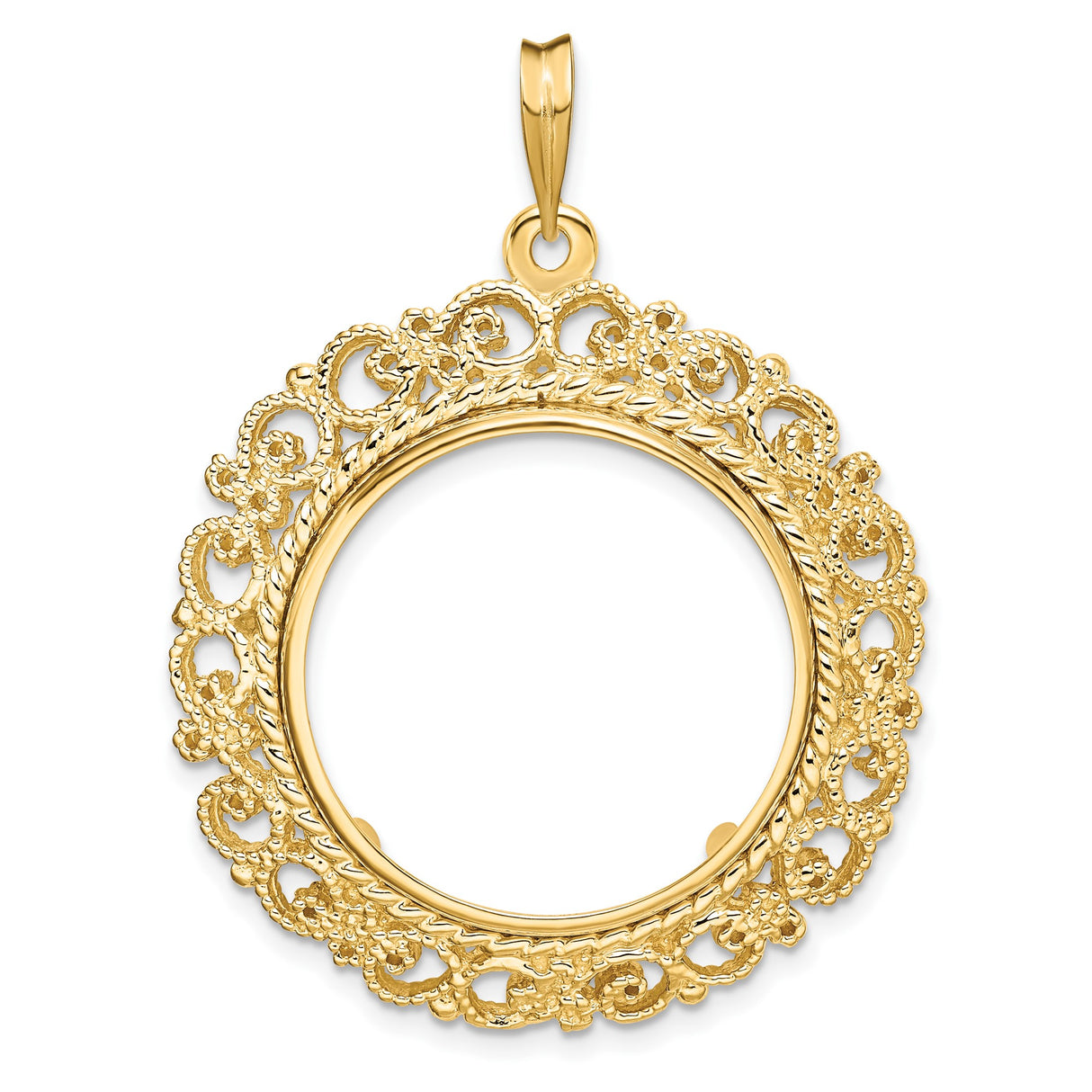 22 mm 14k Yellow Gold coin bezel pendant for US $5 Liberty Head Half Eagle