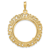 22 mm 14k Yellow Gold coin bezel pendant for US $5 Liberty Head Half Eagle