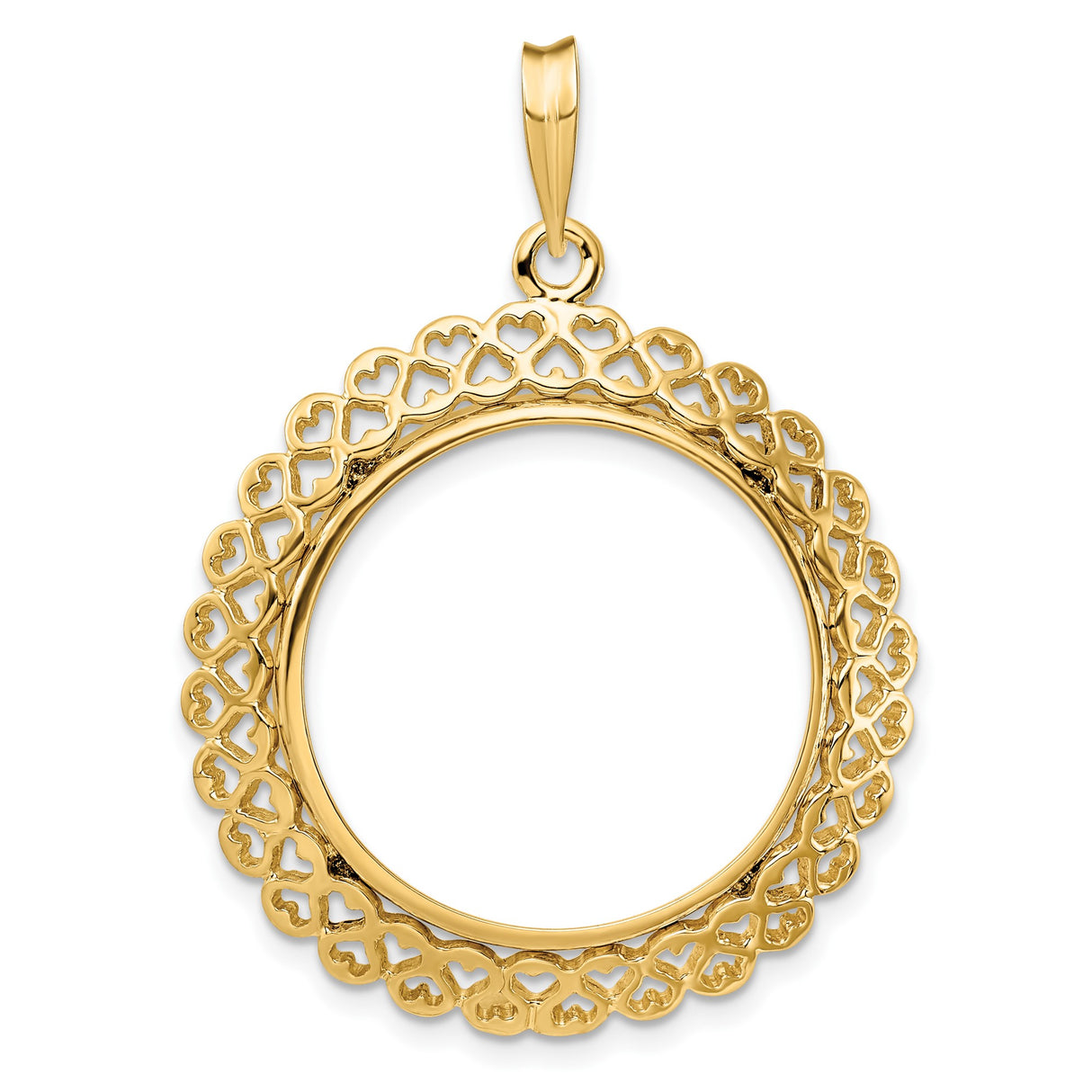22 mm 14k Yellow Gold coin bezel pendant for US $5 Liberty Head Half Eagle