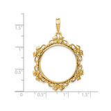 22 mm 14k Yellow Gold coin bezel pendant for US $5 Liberty Head Half Eagle — size reference (ruler)