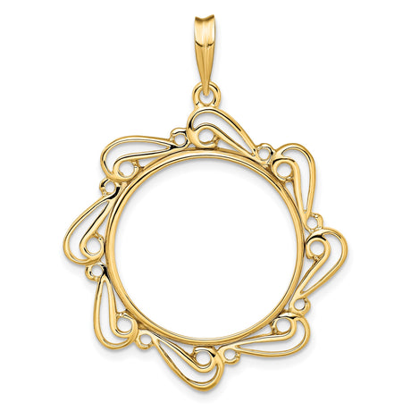 22 mm 14k Yellow Gold coin bezel pendant for US $5 Liberty Head Half Eagle