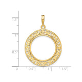 22 mm 14k Yellow Gold coin bezel pendant for US $5 Liberty Head Half Eagle — size reference (ruler)