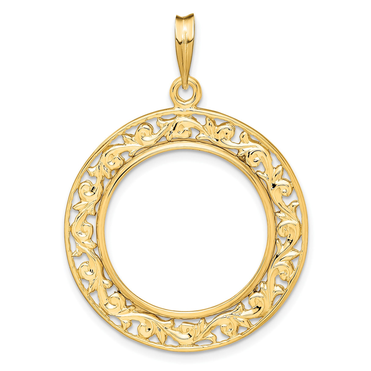 22 mm 14k Yellow Gold coin bezel pendant for US $5 Liberty Head Half Eagle