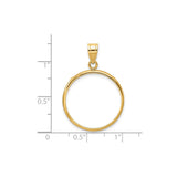 22 mm 14k Yellow Gold coin bezel pendant for US $5 Liberty Head Half Eagle — size reference (ruler)