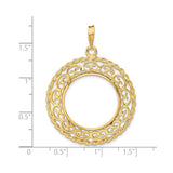 22 mm 14k Yellow Gold coin bezel pendant for US $5 Liberty Head Half Eagle — size reference (ruler)