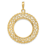 22 mm 14k Yellow Gold coin bezel pendant for US $5 Liberty Head Half Eagle