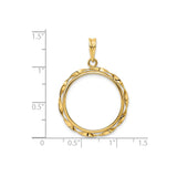 22 mm 14k Yellow Gold coin bezel pendant for US $5 Liberty Head Half Eagle — size reference (ruler)