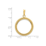 22 mm 14k Yellow Gold coin bezel pendant for US $5 Liberty Head Half Eagle — size reference (ruler)