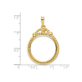 22 mm 14k Yellow Gold coin bezel pendant for US $5 Liberty Head Half Eagle — size reference (ruler)