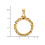 22 mm 14k Yellow Gold coin bezel pendant for US $5 Liberty Head Half Eagle — size reference (ruler)