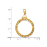 22 mm 14k Yellow Gold coin bezel pendant for US $5 Liberty Head Half Eagle — size reference (ruler)