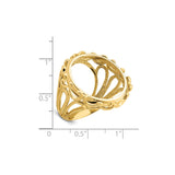 22 mm 14k Yellow Gold coin bezel ring for US $5 Liberty Head Half Eagle — size reference (ruler)