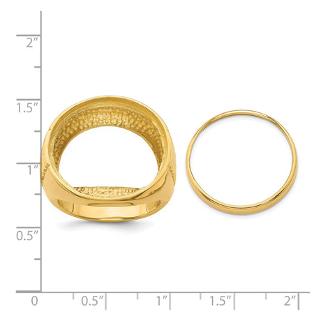 22 mm 14k Yellow Gold coin bezel ring for US $5 Liberty Head Half Eagle — size reference (ruler)