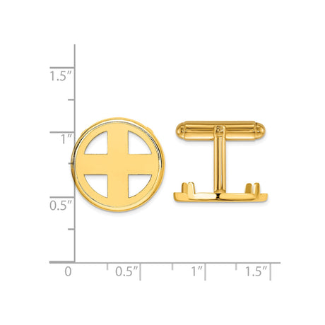 18 mm 14k Yellow Gold coin bezel cuff links for US $2.50 Liberty Head Quarter Eagle — size reference (ruler)