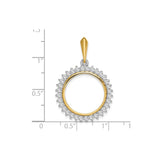 18 mm 14k Multi-Tone Gold coin bezel pendant for US $2.50 Liberty Head Quarter Eagle — size reference (ruler)