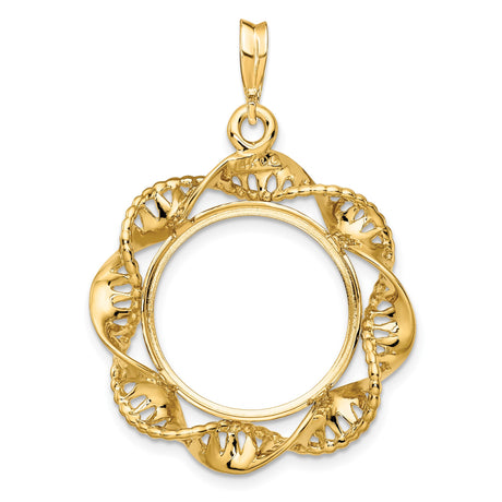 18 mm 14k Yellow Gold coin bezel pendant for US $2.50 Liberty Head Quarter Eagle — additional image