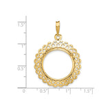 18 mm 14k Yellow Gold coin bezel pendant for US $2.50 Liberty Head Quarter Eagle — size reference (ruler)