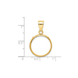 18 mm 14k Yellow Gold coin bezel pendant for US $2.50 Liberty Head Quarter Eagle — size reference (ruler)