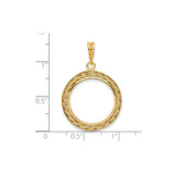 18 mm 14k Yellow Gold coin bezel pendant for US $2.50 Liberty Head Quarter Eagle — size reference (ruler)