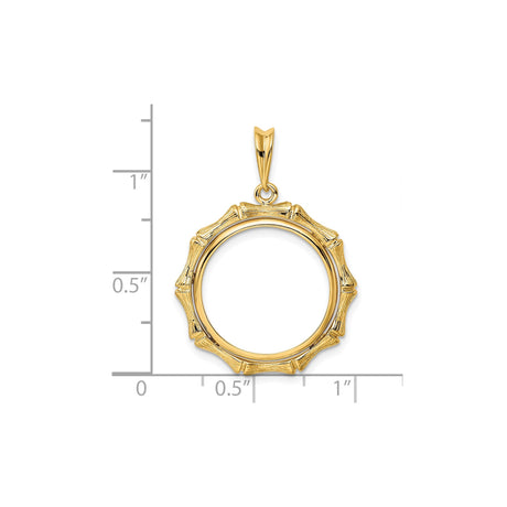 18 mm 14k Yellow Gold coin bezel pendant for US $2.50 Liberty Head Quarter Eagle — size reference (ruler)