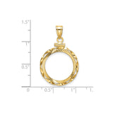 18 mm 14k Yellow Gold coin bezel pendant for US $2.50 Liberty Head Quarter Eagle — size reference (ruler)