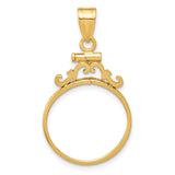 18 mm 14k Yellow Gold coin bezel pendant for US $2.50 Liberty Head Quarter Eagle