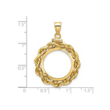 18 mm 14k Yellow Gold coin bezel pendant for US $2.50 Liberty Head Quarter Eagle — size reference (ruler)