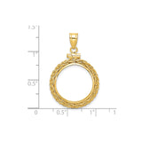 18 mm 14k Yellow Gold coin bezel pendant for US $2.50 Liberty Head Quarter Eagle — size reference (ruler)