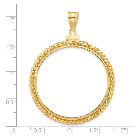 34 mm 14k Yellow Gold coin bezel pendant for US $20 Saint Gaudens Double Eagle — size reference (ruler)