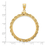 34 mm 14k Yellow Gold coin bezel pendant for US $20 Saint Gaudens Double Eagle — size reference (ruler)