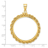 34 mm 14k Yellow Gold coin bezel pendant for US $20 Saint Gaudens Double Eagle — size reference (ruler)