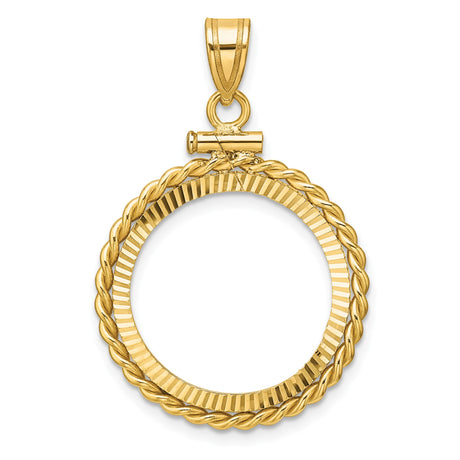 19 mm 14k Yellow Gold coin bezel pendant for US 1¢ Cent - Indian Head
