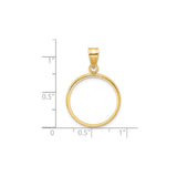 19 mm 14k Yellow Gold coin bezel pendant for US 1¢ Cent - Indian Head — size reference (ruler)