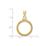 19 mm 14k Yellow Gold coin bezel pendant for US 1¢ Cent - Indian Head — size reference (ruler)