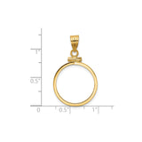 19 mm 14k White Gold coin bezel pendant for US 1¢ Cent - Indian Head — size reference (ruler)