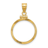 19 mm 10k Yellow Gold coin bezel pendant for US 1¢ Cent - Lincoln Wheat