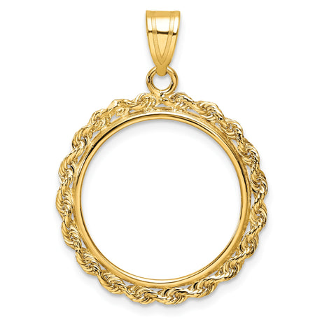 19 mm 14k Yellow Gold coin bezel pendant for US 1¢ Cent - Lincoln Wheat