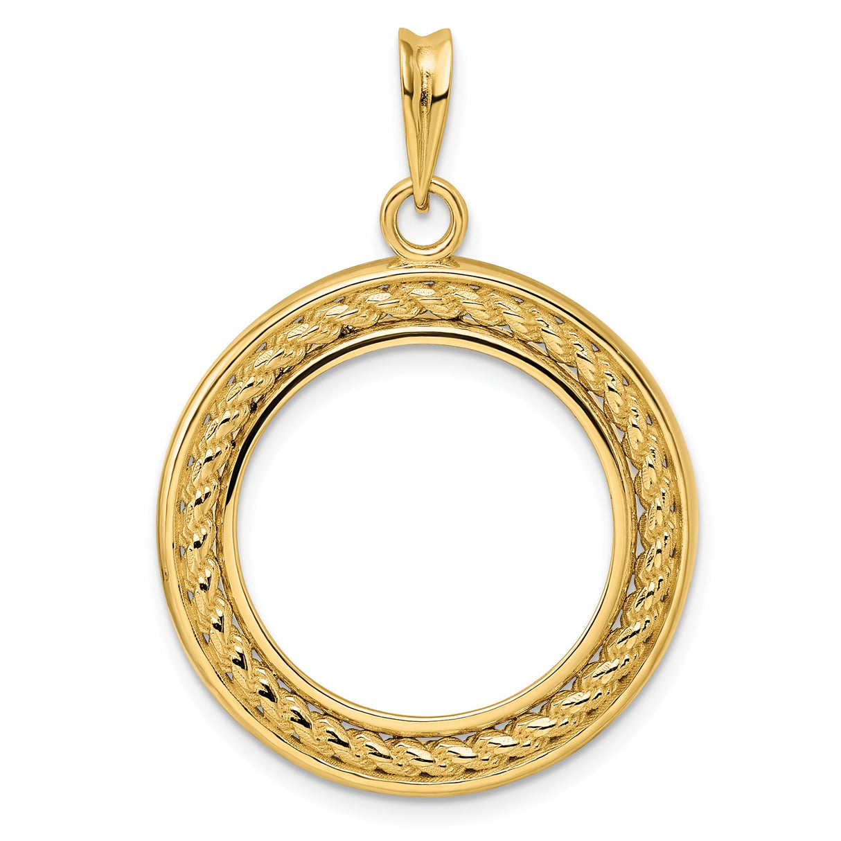 19 mm 14k Yellow Gold coin bezel pendant for US 1¢ Cent - Lincoln Wheat