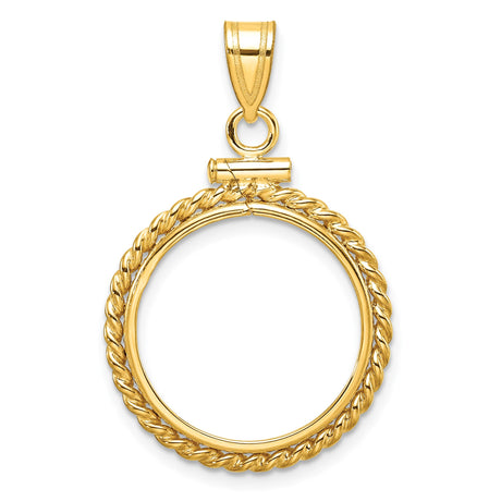 19 mm 14k Yellow Gold coin bezel pendant for US 1¢ Cent - Lincoln Wheat
