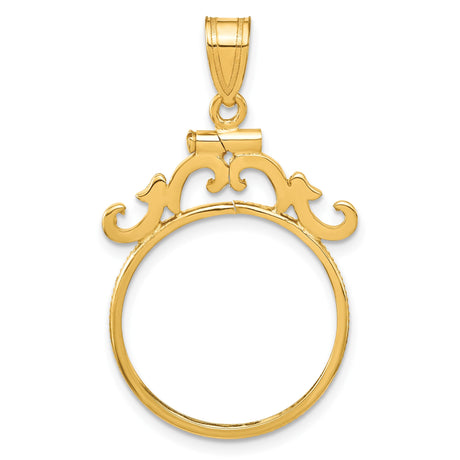 19 mm 14k Yellow Gold coin bezel pendant for US 1¢ Cent - Lincoln Wheat
