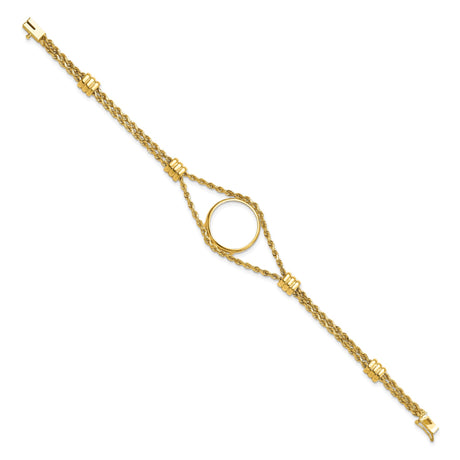 18 mm 14k Yellow Gold coin bezel bracelet for US 10¢ Dime - Mercury — alternate view