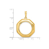 18 mm 14k Yellow Gold coin bezel pendant for US 10¢ Dime - Mercury — size reference (ruler)