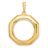 18 mm 14k Yellow Gold coin bezel pendant for US 10¢ Dime - Mercury