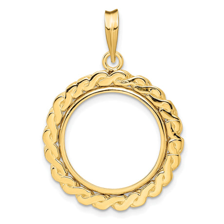 18 mm 14k Yellow Gold coin bezel pendant for US 10¢ Dime - Mercury